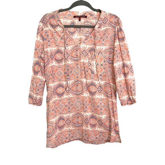 Comptoir des Cotonniers Cotton Tunic Top Paisley Print Pink Blue Size 42 (US 10) - Picture 2 of 7